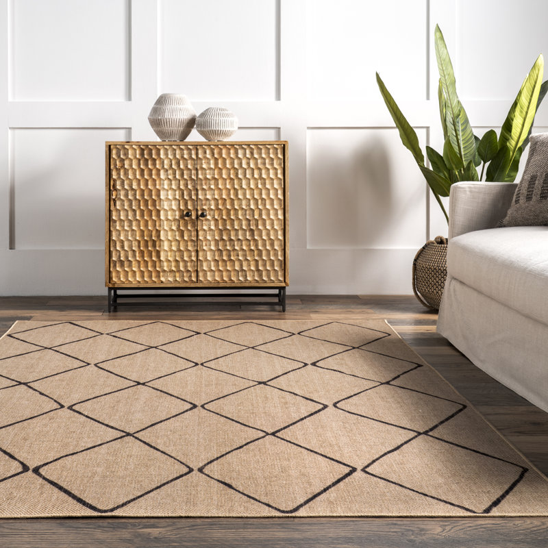  Billy SpinClean Diamond Easy-Jute Machine Washable Area Rug, Rectangle 5' x 8'