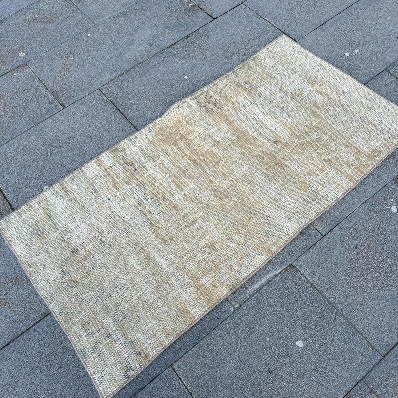 Tapis turc rétro tissé à la main: tapis beige en laine Anatolian