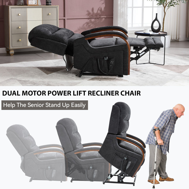 Fauteuil inclinable électrique Power Chenille, Noir