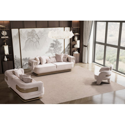 Athena Beige Luxury Living Room Set