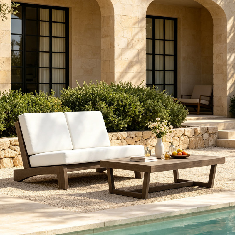 Ensemble de conversation Polett, 2 Pcs: Coffee Table, Loveseat, Beige, Brown