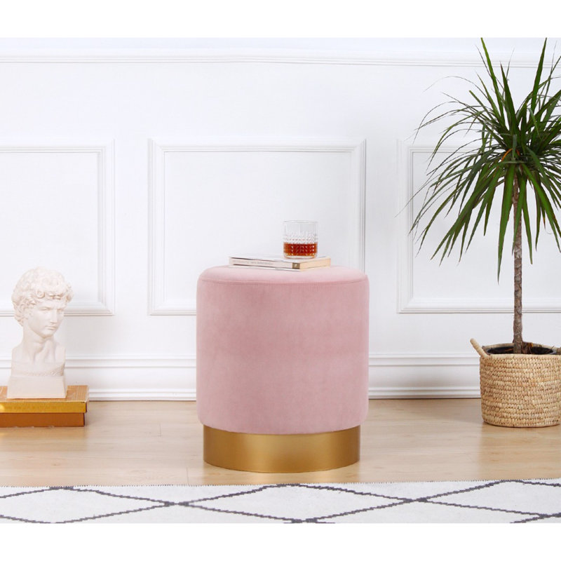 Aisah 40Cm Wide Round Pouffe Ottoman, Pink