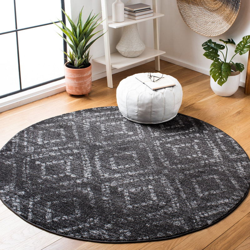 Tapis gris foncé / gris Sabio, Rond 4 pi