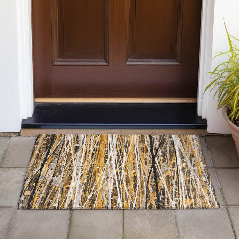 Machine Washable Indoor/Outdoor Bernadette ACN2126 Striped Rug, Rectangle 1'8" x 2'6"