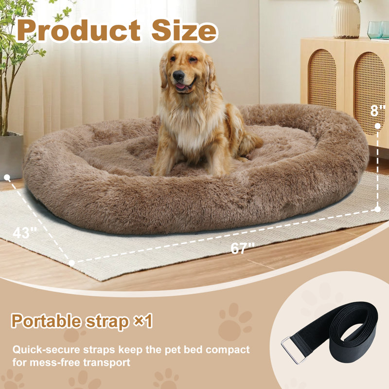 Human Dog Bed for Adult Large Gaint Shared Bed for People Pets, Brown, Brown