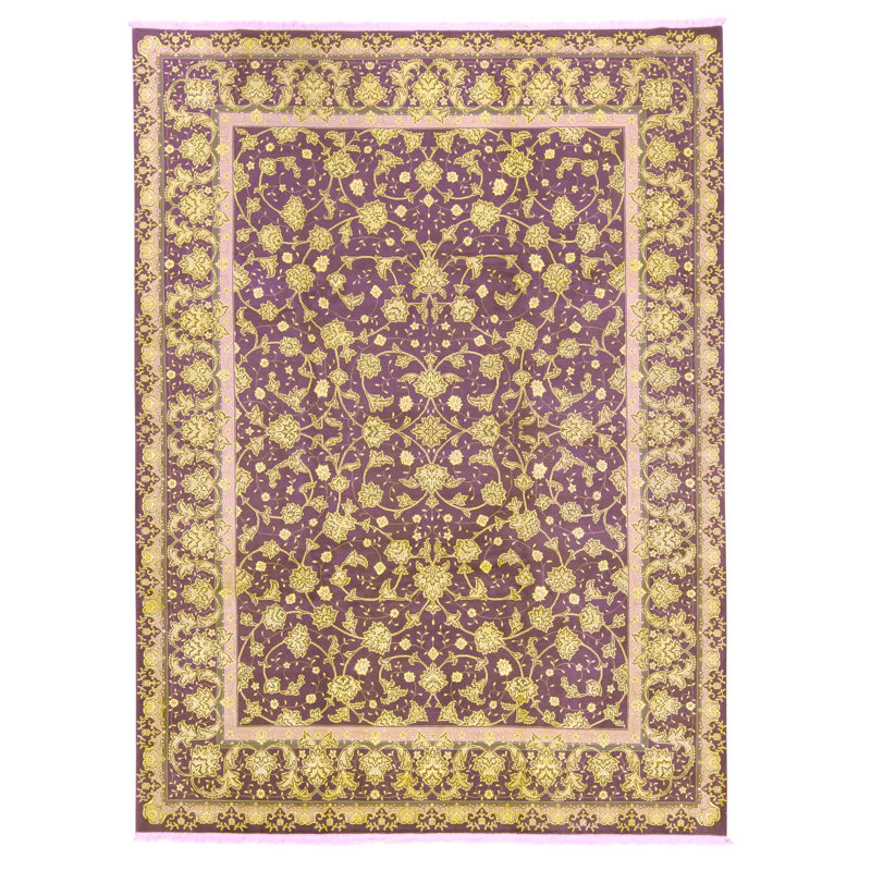 Hand Knotted Wool Oriental Area Rug in Aubergine