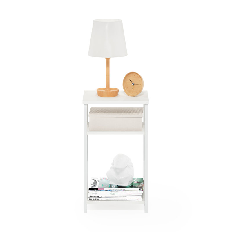 Odynn Industrial Metal Frame End Table with Storage Shelves