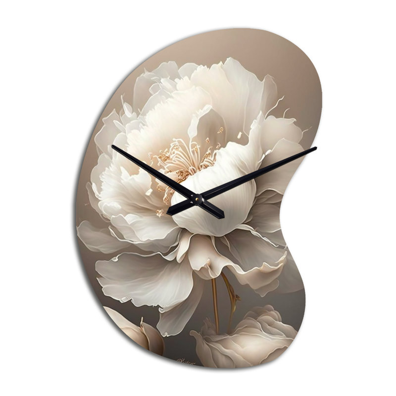 Pivoine fleur VI - pivoines en forme irrégulière horloge murale, horloge murale moderne asymétrique, Grand