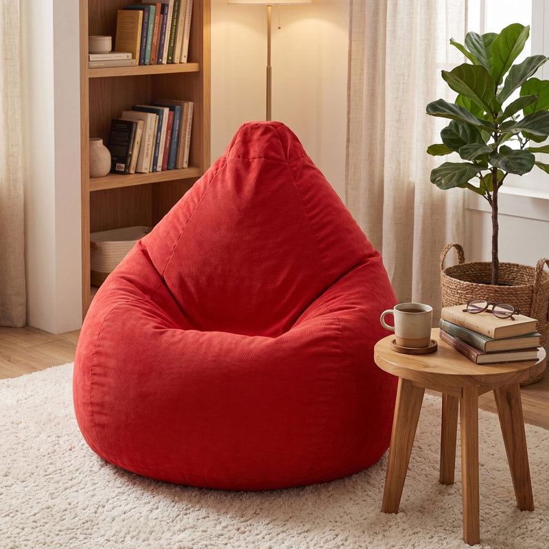 Breeze Microfiber Bean Bag Shell, Red Polyester