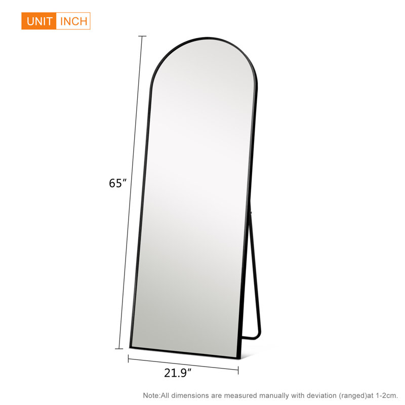 Metal Framed Mirror in Black, 65" x 22"