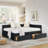 Vulnavia Size Upholstered Tufted Bed Frame With Two Drawers, Sofa Bed Frame With Comfortable Backrest And Armrests, Velvet-1496802773