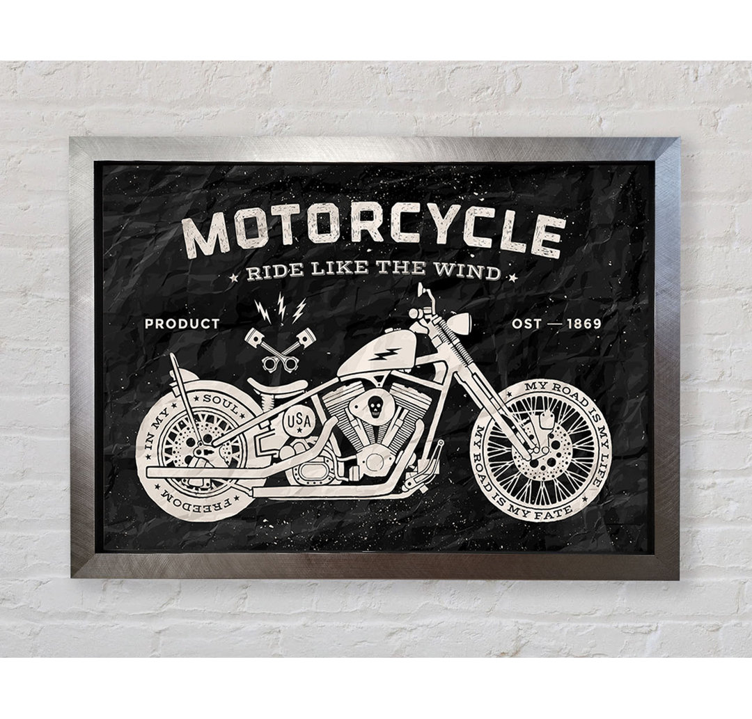 Motorrad Ride Like The Wind - Einzelne Bilderrahmen Kunstdrucke