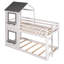 Lit superposé simple au-dessus d'un lit simple en bois avec toit-920227528