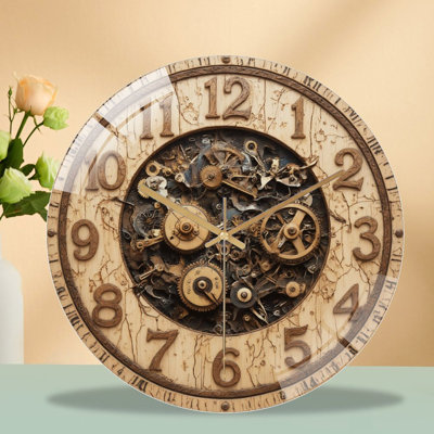 Clock Face With Ethereal Clouds Art - 12'' Modern Glass Wall Clock