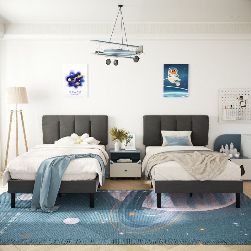 Wiebe Upholstered Platform Bed, Dark Gray