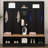 Wide Design Hall Tree With Storage Bench,Shoe Cabinet With Cube Storage & Shelves, Multifunctional Coat Rack With 8 Hooks-1242406950
