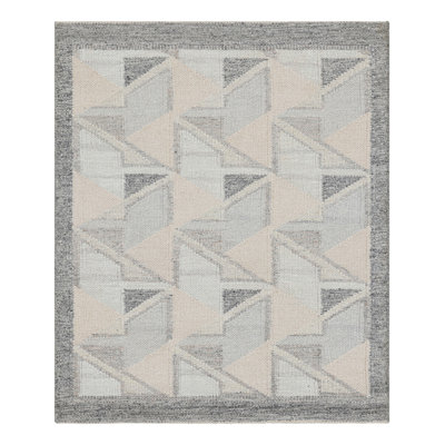 Rug & Kilim’S Scandinavian Style Outdoor Rug With Blue & Gray Geometric Pattern