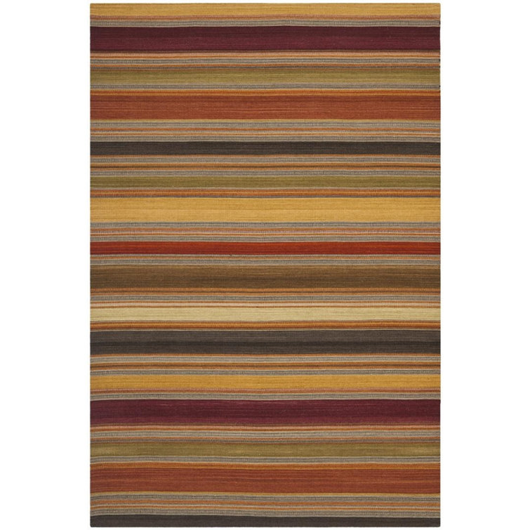 Striped Wool Hand Woven Area Rug