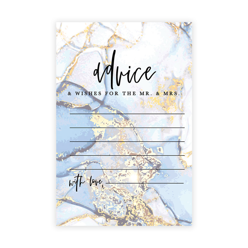Agate bleue dorée, livre d'or, conseils et vœux de mariage pour les mariés, paquet de 56