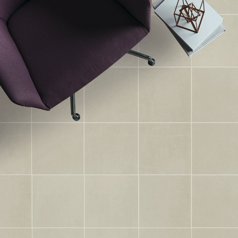High Street 12'' W x 12'' L Porcelain Concrete Look Singular Tile, Champagne
