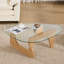 Table basse moderne en verre 16,5 po H avec base en bois massif-1308275976-1280242296