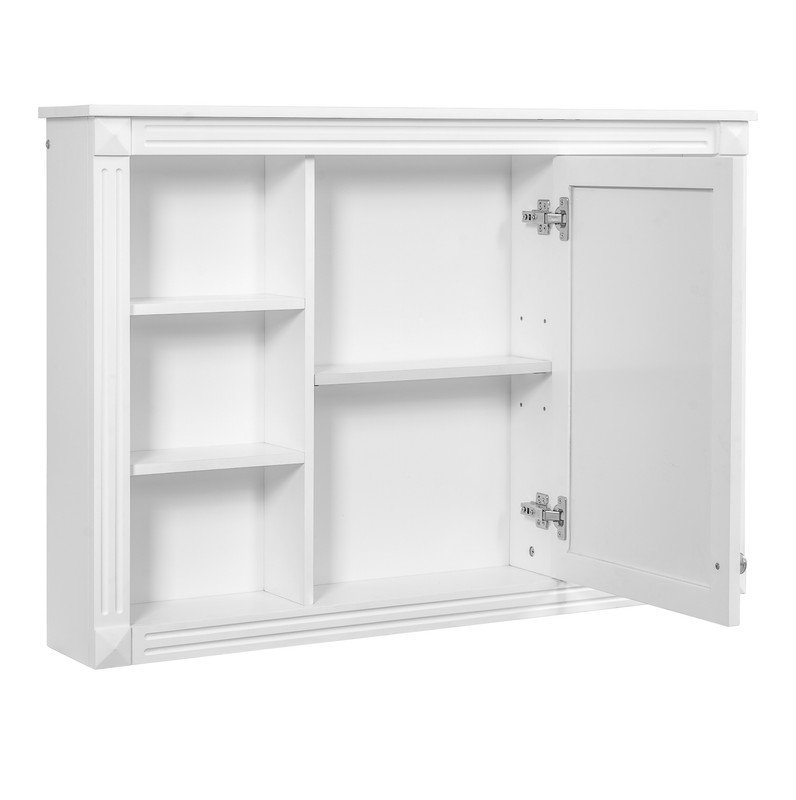 Armoire de rangement murale de 42 po pour salle de bain, armoire à pharmacie, armoire de salle de bain moderne avec miroir, armoire à miroir avec 6 tablettes ouvertes (meuble-lavabo non inclus)