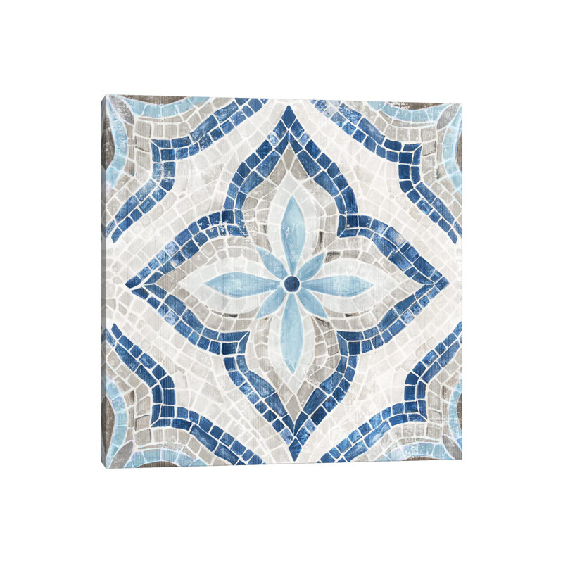Blue Single Morrocan Tile by Eva Watts - Wrapped Canvas Painting, 30.48 cm H x 30.48 cm W
