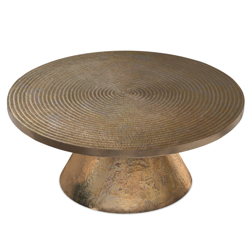 Michelle Vintage Brass Round Cast Aluminum Coffee Table