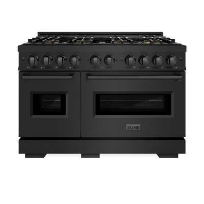 ZLINE 48 in. Classic Gas Range with 8 Burner DuoPro Cooktop & Dual Ovens in Black Stainless Steel