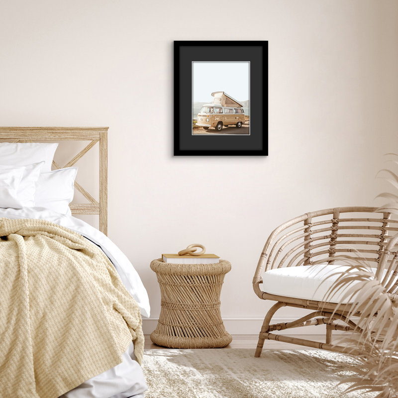 Black Poster Frame With Black Mat -Engineered Wood Picture Frame With Plexiglass Front Cover, 16" x 20"