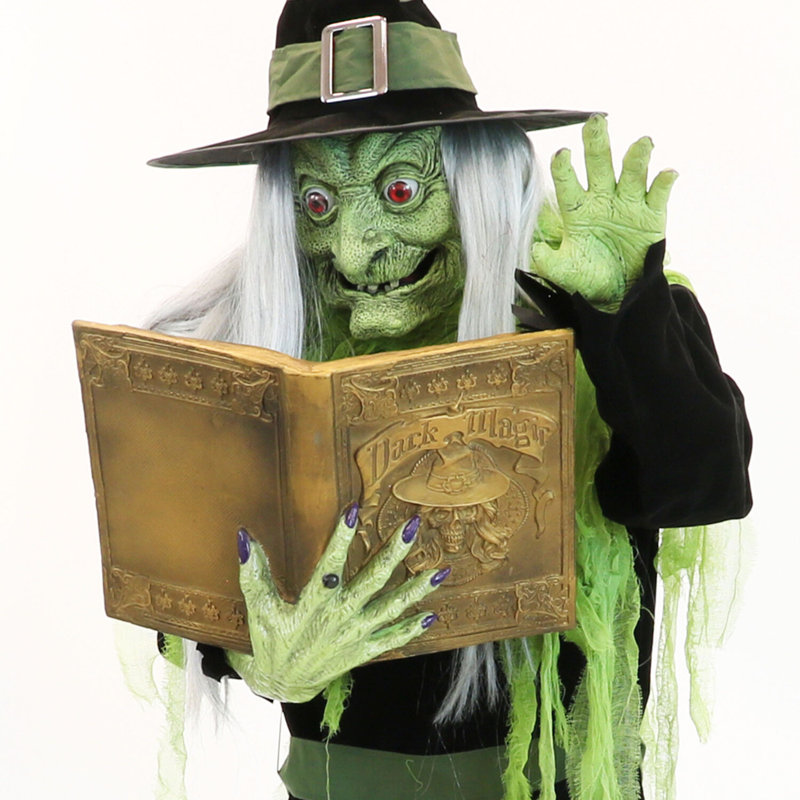 Enchantress Witch Animatronic with Green LED Lights and Motion Activation