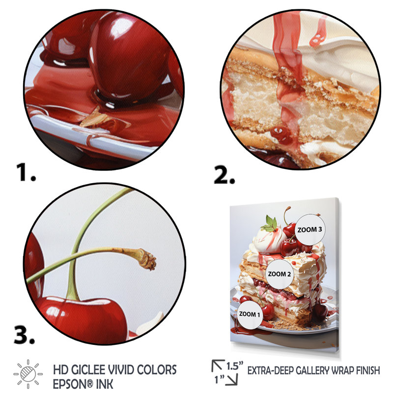 Montecillo Red Cheesecake Luxury III, reproduction d'art sur toile, H 44 po x l 34 po x P 1,5 po, Cadre photo noir