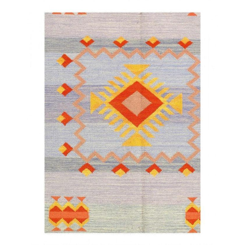 Tapis rouge / jaune / beige en coton / laine 8 pi x 10 pi Moroccan