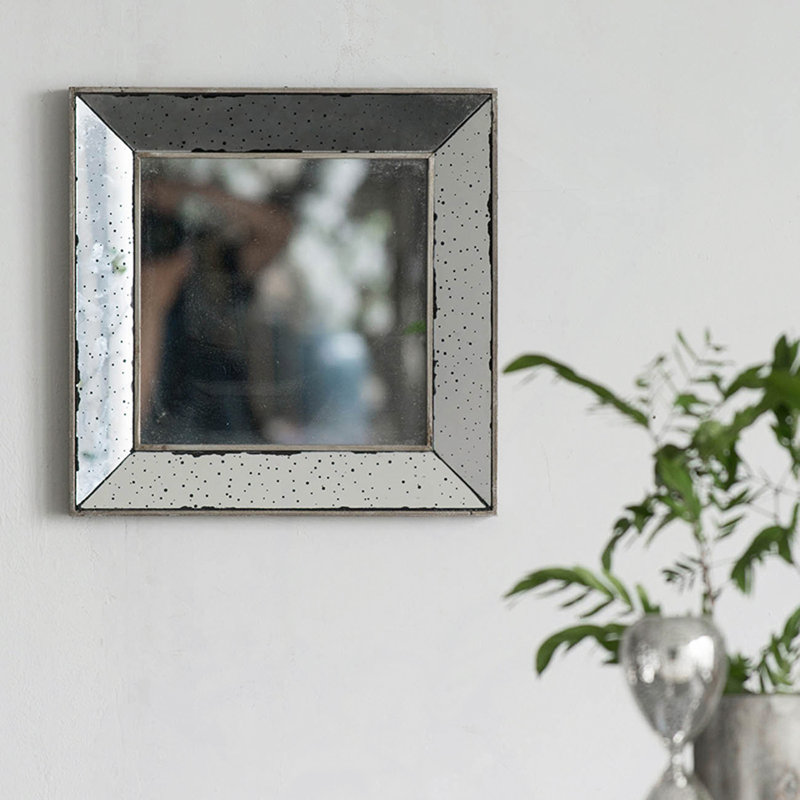 Miroir d'appoint carré vieilli, miroir mural encadré de style traditionnel pour le salon, le vestibule, le bureau, la chambre à coucher, le couloir