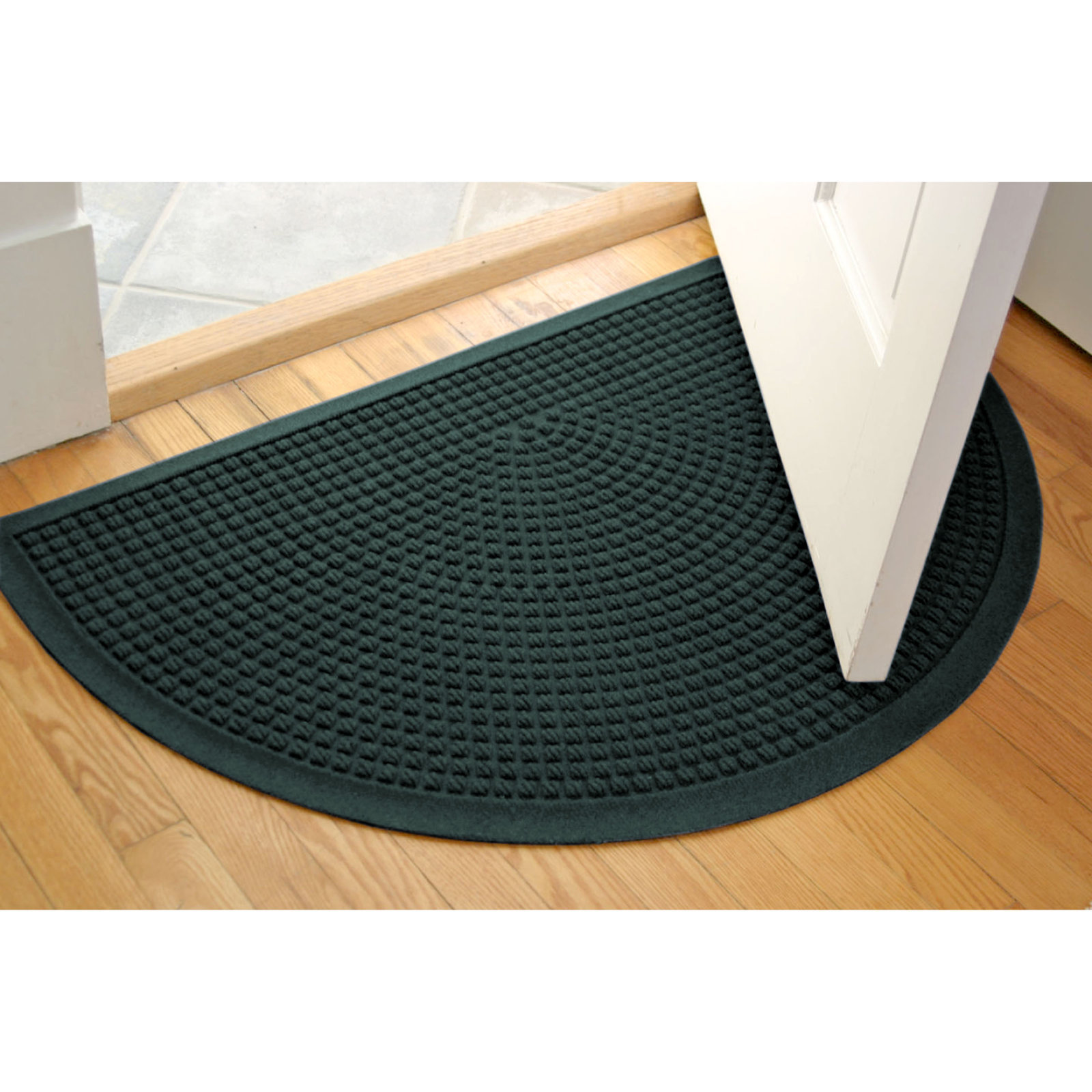 WaterHog Squares Non-Slip Doormat, Evergreen, Semi-Circle 2' x 3'3"