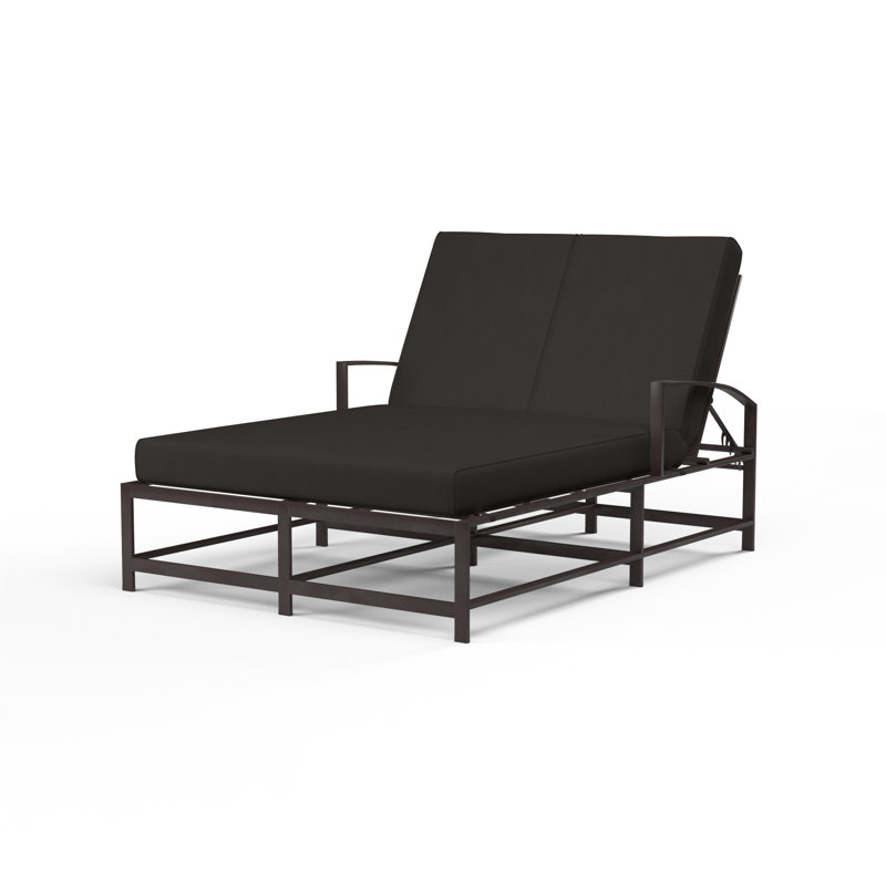 Mulcahey 72'' Long Reclining Double Chaise Sunbrella with Cushions, Spectrum Carbon Sunbrella®