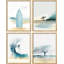 Planche de surf pastel, vague de baleine de plage, impression encadrée, 4 pièces-90691976-90691974