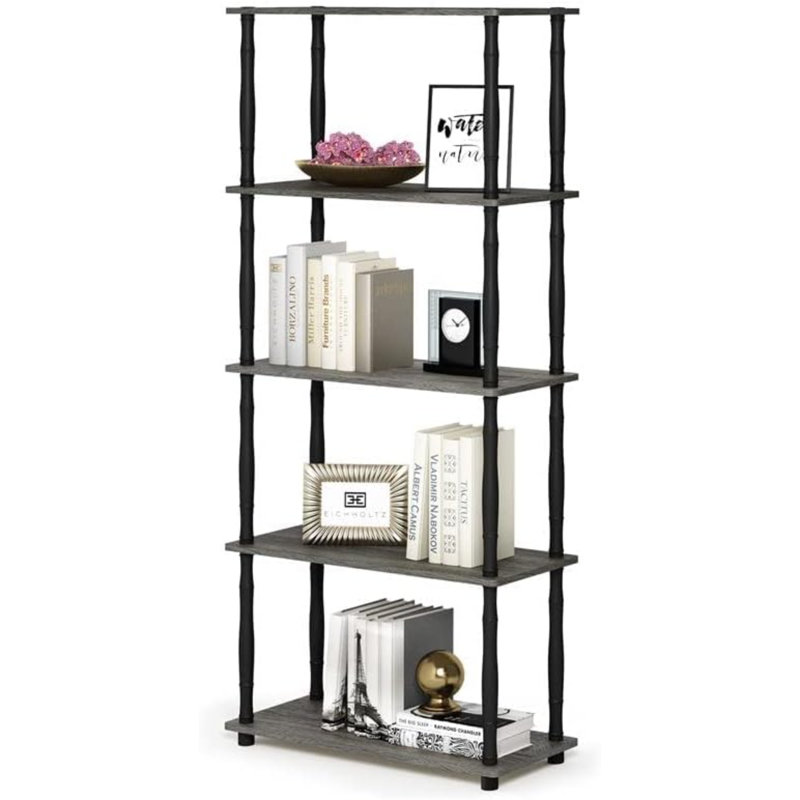 Elva 23.6'' W Plastic Shelving Unit, Oak Gray/Black