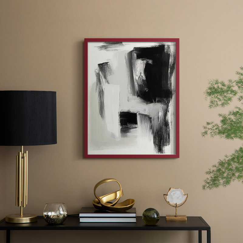 Reproduction encadrée ABSTRACT Series DCCLxx - Bois massif, H 15 po x l 12 po, Rouge