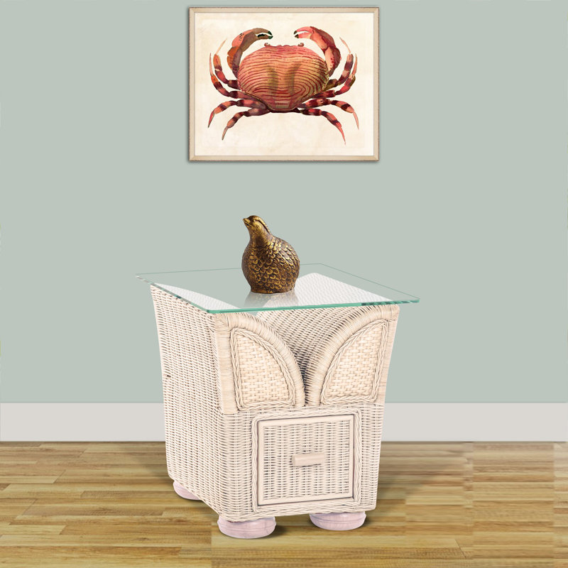 Bedard Glass Top with Storage, Light Beige