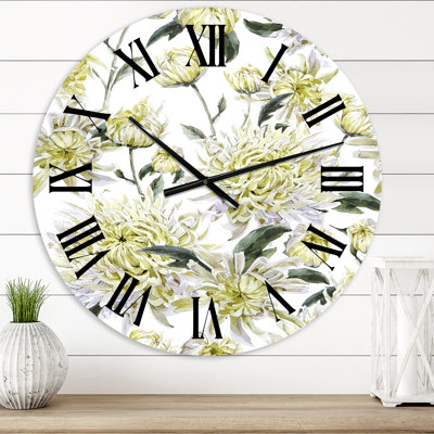 Horloge murale rétro Vintage - Chrysanthème jaune I