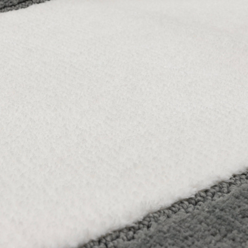 Tapis de bain géométrique en tricot Counterpoint Casual, Étain / Blanc, L 17 po x L 24 po