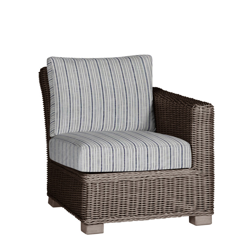 Rustic Patio Lounge Chair with Cushions, Welt, Oyster, Bali Pearl