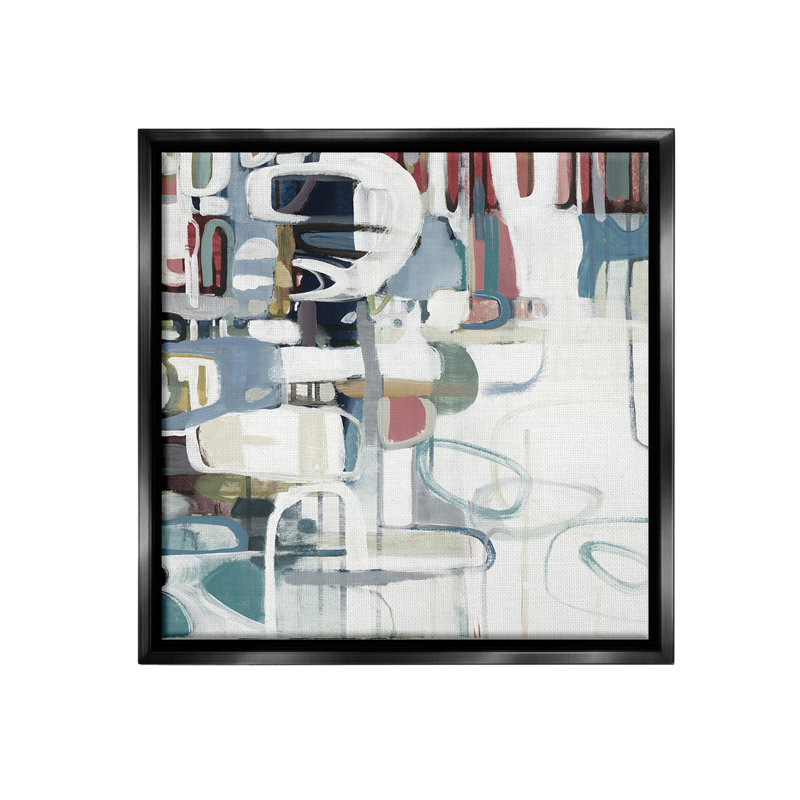 "Formes abstraites asymétriques" par Lisa Ridgers sur toile, H 18 po x l 18 po, Cadre flottant noir de jais