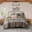 Ensemble de couette 5 pièces en polyester brodé et imprimé à rayures et chevrons brun, format King/Cal King-136113807