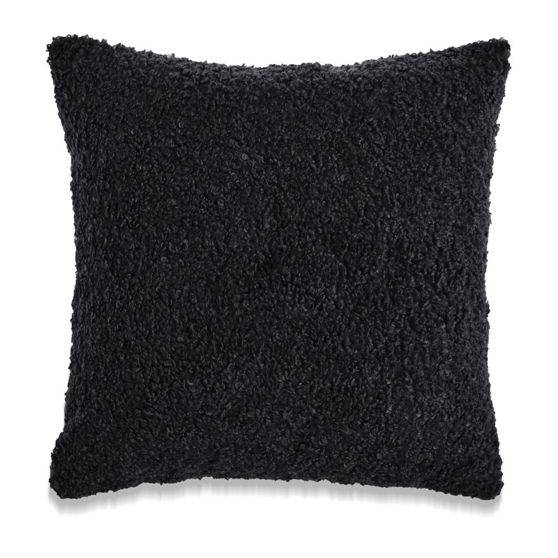 Coussin décoratif réversible FRENCH BOUCLE, Noir, Polyester, H 20 po x l 20 po