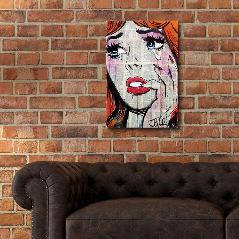 «Retro Pop Tears» par Loui Jover, art mural en verre acrylique, H 24 po x l 16 po x P 0,2 po