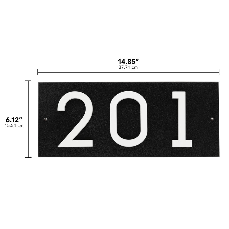 Floating Stand-Off 3-Number Horizontal Sign, Black /W/ White Modern Font Numbers, Yes