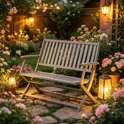 Banc de jardin en bois, banc de parc pliable, banc d'extérieur Smart Design
