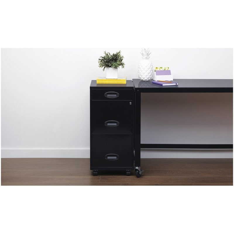  3 Drawers Vertical Black Metal Filing Cabinet Pre-assembled
